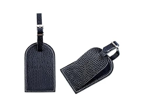 DELMON VARONE - Personalisierbarer Kofferanhänger Premium Leder Soft Grain schwarz, Gepäckanhänger für Koffer & Rucksack mit verstecktem Adressschild, Stabiles Gepäcketikett mit Lederband & Schnalle von DELMON VARONE - FINE LEATHERGOODS MADE IN GERMANY