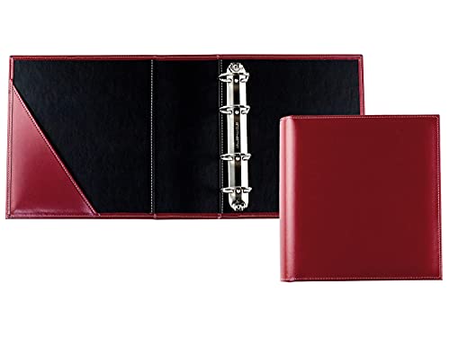 DELMON VARONE - Personalisierbarer Ringbuch-Ordner DIN A5 XXL Cambridge Top Grain Leder Rot - Echtleder Ringbuch Sammelmappe zum Abheften von Dokumenten, Urkunden & Akten - Ordner mit Einsteckfach von DELMON VARONE - FINE LEATHERGOODS MADE IN GERMANY