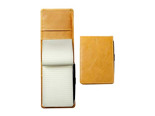 DELMON VARONE - Personalisierbares Notizblock Etui DIN A6 aus Premium Leder Vintage Anilin braun, Design Reporterblock im Hardcover Ledereinband, Stifthalter, Einschubfach und blanko Block liniert von DELMON VARONE - FINE LEATHERGOODS MADE IN GERMANY