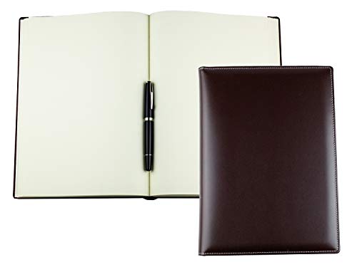 DELMON VARONE - Personalisierbares Notizbuch DIN A4 gebunden Premium Cambridge Leder Braun - Blanko Skizzen Buch ohne Linien im Hardcover Ledereinband - auch als Tagebuch, Reisebuch & Skizzenbuch von DELMON VARONE - FINE LEATHERGOODS MADE IN GERMANY