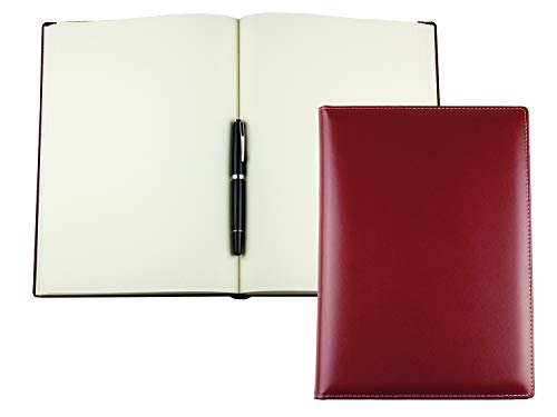 DELMON VARONE - Personalisierbares Notizbuch DIN A4 gebunden Premium Cambridge Leder Rot - Blanko Skizzen Buch ohne Linien im Hardcover Ledereinband - auch als Tagebuch, Reisebuch & Skizzenbuch von DELMON VARONE - FINE LEATHERGOODS MADE IN GERMANY