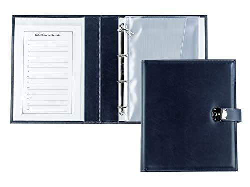 DELMON VARONE - Premium Ringbuch-Ordner DIN A4 Mit Schloss Aus Veganem Eco Kunstleder - Handgefertigte Dokumenten-Mappe Blau - Akten- & Zeugnis-Mappe für Dokumente, Urkunden & Akten DELMON VARONE - Premium Ringbuch-Ordner DIN A4 Mit Schloss Aus Veganem Eco Kunstleder - Handgefertigte Dokumenten-Mappe Blau - Akten- & Zeugnis-Mappe für Dokumente, Urkunden & Akten von DELMON VARONE - FINE LEATHERGOODS MADE IN GERMANY