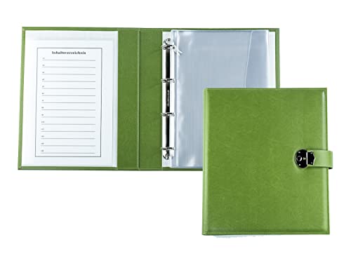 DELMON VARONE - Premium Ringbuch-Ordner DIN A4 mit Schloss aus veganem Eco Kunstleder - handgefertigte Dokumenten-Mappe Grün - Akten- & Zeugnis-Mappe - Ringbuch-Mappe für Dokumente Urkunden & Akten DELMON VARONE - Premium Ringbuch-Ordner DIN A4 mit Schloss aus veganem Eco Kunstleder - handgefertigte Dokumenten-Mappe Grün - Akten- & Zeugnis-Mappe - Ringbuch-Mappe für Dokumente Urkunden & Akten von DELMON VARONE - FINE LEATHERGOODS MADE IN GERMANY
