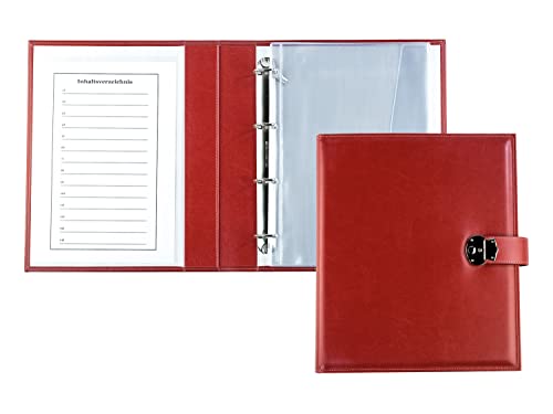 DELMON VARONE - Premium Ringbuch-Ordner DIN A4 Mit Schloss Aus Veganem Eco Kunstleder - Handgefertigte Dokumenten-Mappe Rot - Akten- & Zeugnis-Mappe Für Dokumente, Urkunden & Akten DELMON VARONE - Premium Ringbuch-Ordner DIN A4 Mit Schloss Aus Veganem Eco Kunstleder - Handgefertigte Dokumenten-Mappe Rot - Akten- & Zeugnis-Mappe Für Dokumente, Urkunden & Akten von DELMON VARONE - FINE LEATHERGOODS MADE IN GERMANY