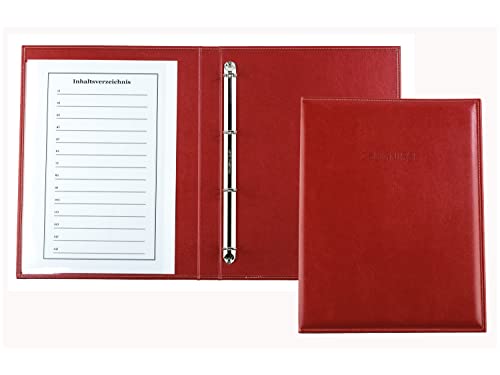 DELMON VARONE - Premium Zeugnismappe DIN A4 aus veganem Eco Kunstleder Rot - handgefertigte Dokumenten-Mappe für Urkunden, Akten & Zeugnis - Ringbuch-Ordner für Dokumente & Unterlagen DELMON VARONE - Premium Zeugnismappe DIN A4 aus veganem Eco Kunstleder Rot - handgefertigte Dokumenten-Mappe für Urkunden, Akten & Zeugnis - Ringbuch-Ordner für Dokumente & Unterlagen von DELMON VARONE - FINE LEATHERGOODS MADE IN GERMANY