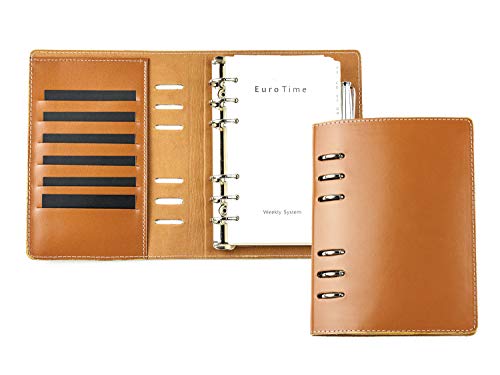 DELMON VARONE - Zeitplaner Terminkalender 2024 DIN A6 Cambridge Top Grain Leder braun - Kalender Terminplaner Ringbuch & A-Z Telefonregister - Organizer Wochenübersicht (1 Woche auf 2 Seiten) von DELMON VARONE - FINE LEATHERGOODS MADE IN GERMANY