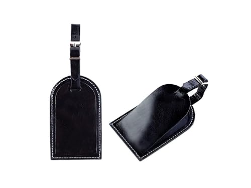 DELMON VARONE - Personalisierbarer Kofferanhänger Premium Leder Anilin schwarz, Gepäckanhänger für Koffer & Rucksack mit verstecktem Adressschild, Stabiler Namensanhänger mit Lederband & Schnalle DELMON VARONE - Personalisierbarer Kofferanhänger Premium Leder Anilin schwarz, Gepäckanhänger für Koffer & Rucksack mit verstecktem Adressschild, Stabiler Namensanhänger mit Lederband & Schnalle von DELMON VARONE