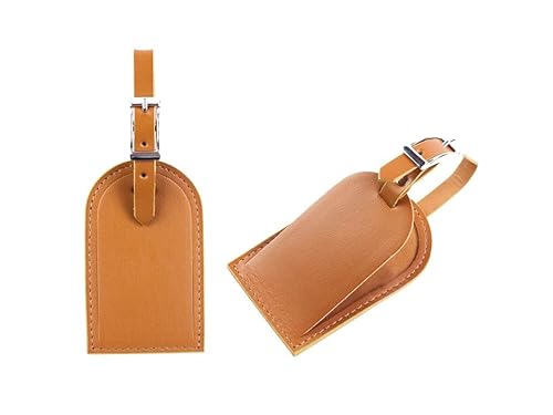 DELMON VARONE - Personalisierbarer Kofferanhänger aus Premium Leder Boxcalf braun, Gepäckanhänger für Koffer & Rucksack mit verstecktem Adressschild, Stabiler Adressenanhänger mit Lederband & Schnalle DELMON VARONE - Personalisierbarer Kofferanhänger aus Premium Leder Boxcalf braun, Gepäckanhänger für Koffer & Rucksack mit verstecktem Adressschild, Stabiler Adressenanhänger mit Lederband & Schnalle von DELMON VARONE