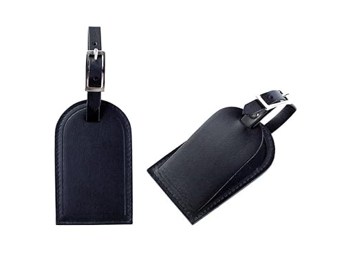 DELMON VARONE - Personalisierbarer Kofferanhänger aus Premium Leder Boxcalf schwarz, Gepäckanhänger für Koffer & Rucksack mit verstecktem Adressschild, Stabiler Adressanhänger mit Lederband & Schnalle DELMON VARONE - Personalisierbarer Kofferanhänger aus Premium Leder Boxcalf schwarz, Gepäckanhänger für Koffer & Rucksack mit verstecktem Adressschild, Stabiler Adressanhänger mit Lederband & Schnalle von DELMON VARONE