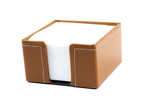 DELMON VARONE - Zettelkasten Cambridge Top Grain Leder braun, Zettelbox inkl. 500 Blatt Papier, Notizklotz in Echtleder Box für Schreibtisch & Büro, Ideal zum Notieren von Gedanken, Ideen & Notizen von DELMON VARONE