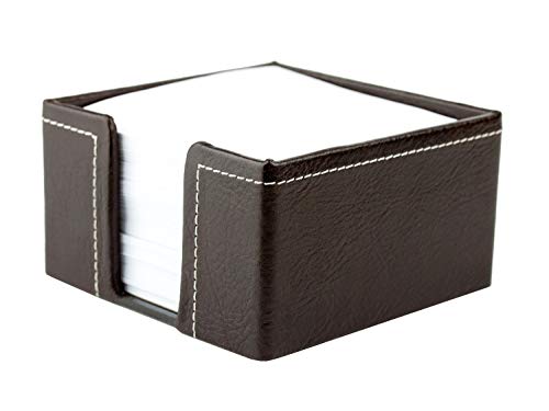 DELMON VARONE - Zettelkasten Premium Leder Anilin braun, Zettelbox inkl. 500 Blatt Papier, Notizklotz in Echtleder Kasten für Schreibtisch & Büro, Ideal zum Notieren von Gedanken, Ideen & Notizen von DELMON VARONE