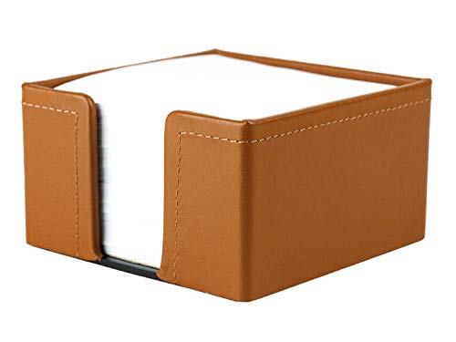 DELMON VARONE - Zettelkasten Premium Leder Boxcalf braun, Zettelbox inkl. 500 Blatt Papier, Notizklotz in Echtleder Kasten für Schreibtisch & Büro, Ideal zum Notieren von Gedanken, Ideen & Notizen von DELMON VARONE