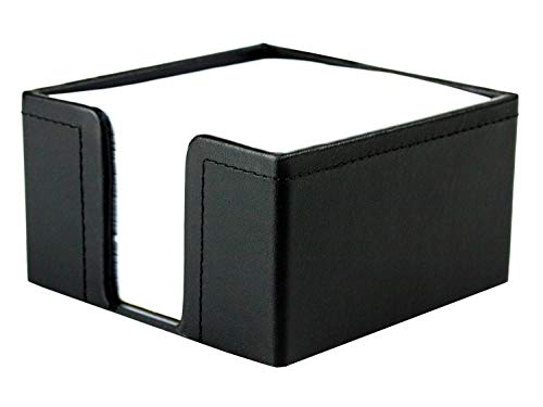 DELMON VARONE - Zettelkasten Premium Leder Boxcalf schwarz, Zettelbox inkl. 500 Blatt Papier, Notizzettelbox in Echtleder für Schreibtisch & Büro, Ideal zum Notieren von Gedanken, Ideen & Notizen von DELMON VARONE