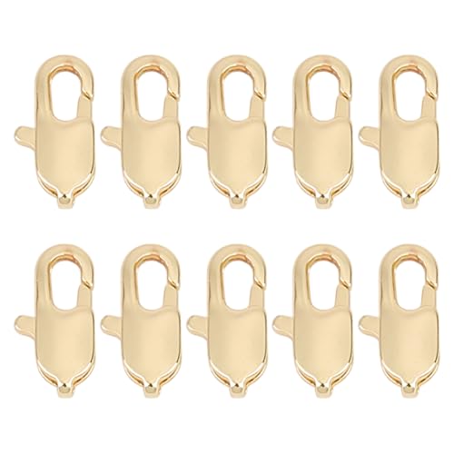 DELORIGIN 10 STK Goldener Karabinerverschluss 12mm Messing Krallenverschluss Perle Offener Biegering Gold Kettenversteller Verschluss Für Goldkette Armbandverschluss Ersatz Schmuckherstellung von DELORIGIN