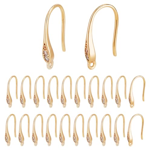 DELORIGIN 12 Stück 18K Vergoldete Zirkonia Ohrringhaken Mit Öse Und Strasssteinen Französische Ohrhaken Für Die DIY Herstellung Baumelnder Ohrringe Und Schmuck von DELORIGIN