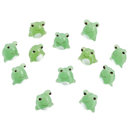 DELORIGIN 12 Stück Frosch Lampwork Perlen Cartoon Tiere Grün Perlen Zur Schmuckherstellung 15mm Lose Abstandshalter Glasperlen Für DIY Halsketten Armbänder Bastelzubehör von DELORIGIN