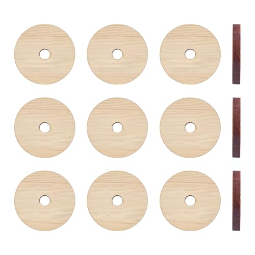 DELORIGIN 12 Stück natürliche runde Holzscheibenperlen, 7,6 x 1,1 cm, unlackierte Buchenbretter zum Basteln, Blanko-Schilder für Holzräder, Künstler, Malerei, Aufhänger, Schild, DIY-Handwerksprojekte von DELORIGIN