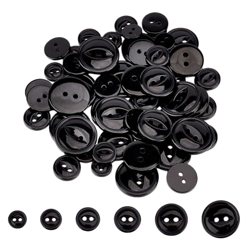 DELORIGIN 120 Stück Schwarze Fischaugenknöpfe Zum Basteln Niedlicher Knopf Mit 2 Loch 9~23mm Zum Nähen 6 Stile Flache Runde Knöpfe Aus Kunstharz Für Trachtenknöpfe Heimwerker Nähen Basteln Kleidung DELORIGIN 120 Stück Schwarze Fischaugenknöpfe Zum Basteln Niedlicher Knopf Mit 2 Loch 9~23mm Zum Nähen 6 Stile Flache Runde Knöpfe Aus Kunstharz Für Trachtenknöpfe Heimwerker Nähen Basteln Kleidung von DELORIGIN