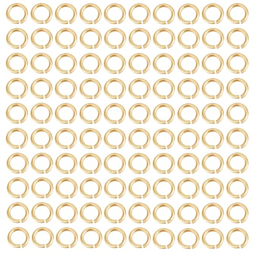 DELORIGIN 1500 Stück 14 Karat vergoldetes, gefülltes Messing, offene Binderinge, Schlüsselanhänger, Ringverbinder, anlaufgeschützt, Gold-Binderinge für Schmuckherstellung, Armband, Halskette, Ohrringe von DELORIGIN