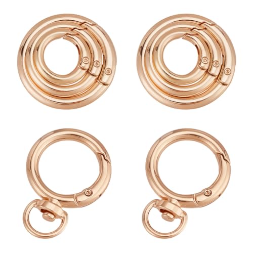 DELORIGIN 16 goldener Schlüsselring 4 Stile Feder O Ringe Aus Legierung Runde Karabinerhaken Kleine Schlüsselanhängerringe Mit Schlaufe Für Handtaschen Schlüsselanhänger DIY Schmuckherstellung von DELORIGIN