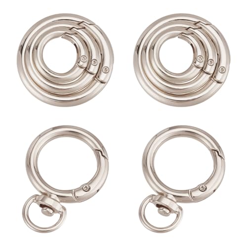 DELORIGIN 16 silberner Schlüsselring 4 Stile Feder O Ringe Aus Legierung Runde Karabinerhaken Kleine Schlüsselanhängerringe Mit Schlaufe Für Handtaschen Schlüsselanhänger DIY Schmuckherstellung von DELORIGIN