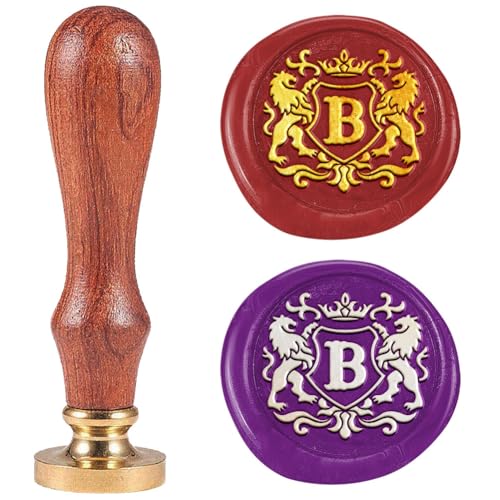 DELORIGIN 2,5 cm Löwen-Emblem, Buchstabe B, Wachssiegelstempel, Alphabet-Siegelstempel, abnehmbarer Messingkopf-Siegelstempel mit Holzgriff, Siegelwachs für Grußkarte, Briefeinladungen, Geschenkkarte DELORIGIN 2,5 cm Löwen-Emblem, Buchstabe B, Wachssiegelstempel, Alphabet-Siegelstempel, abnehmbarer Messingkopf-Siegelstempel mit Holzgriff, Siegelwachs für Grußkarte, Briefeinladungen, Geschenkkarte von DELORIGIN