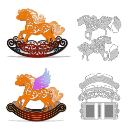 DELORIGIN 2 Stil 3D Stanzformen Mit Schaukelpferd Stanzschablonen Neuheiten 2025, Kartenherstellung Stanzschablonen Scrapbooking Prägevorlage Für Bastelalben Grußkarten Geschenkdekor DELORIGIN 2 Stil 3D Stanzformen Mit Schaukelpferd Stanzschablonen Neuheiten 2025, Kartenherstellung Stanzschablonen Scrapbooking Prägevorlage Für Bastelalben Grußkarten Geschenkdekor von DELORIGIN