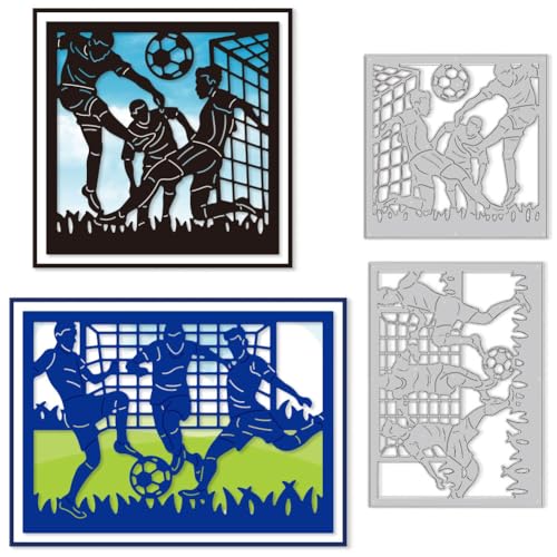 DELORIGIN 2 Stil Fußball Stanzformen Fußball Kartenherstellung Gestanzte Sportszene Karbonstahl Stanzschablonen Rahmen Neuheiten Scrapbooking Für DIY Fußballspiele Bastelalbum Sport Geschenkdekor von DELORIGIN