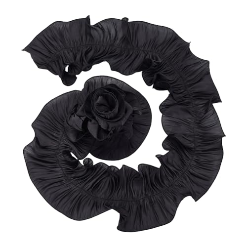 DELORIGIN 2.7m Schwarz Ruffle Plissee Chiffon Trim Retro Double Halloween Ruffle Trim für Kleid Tasche Dekor plissiert Chiffon Trim Tüll Stoff plissiert Trim Ruffle Spitze für Cosplay Frauen Nähen DELORIGIN 2.7m Schwarz Ruffle Plissee Chiffon Trim Retro Double Halloween Ruffle Trim für Kleid Tasche Dekor plissiert Chiffon Trim Tüll Stoff plissiert Trim Ruffle Spitze für Cosplay Frauen Nähen von DELORIGIN