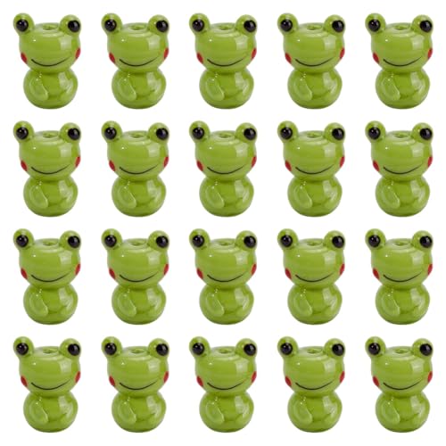 DELORIGIN 20 Stück Frosch Glasperlen Spacer Lose Perle Lampwork Perlen Cartoon Tier Grün Frosch Perlen Charms Für Schmuckherstellung Halskette DIY Bastelzubehör Schlüsselanhänger von DELORIGIN