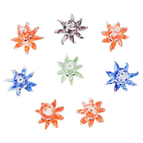 DELORIGIN 20 Stück Oktopus Glasperlen Spacer Lose Perle Handgefertigte Glas Lampwork Perlen Kleine Tierperlen Charms Für Schmuckherstellung Armband DIY Basteln Schlüsselanhänger von DELORIGIN