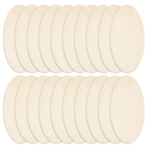 DELORIGIN 20 Stück ovale Holzscheiben aus Holz, 7,1 x 14 cm, unlackierte Buchenholzbretter zum Basteln, blanko Holzschilder für Künstler, Malerei, Türaufhänger, Schild, Hochzeit, Weihnachtsdekoration von DELORIGIN