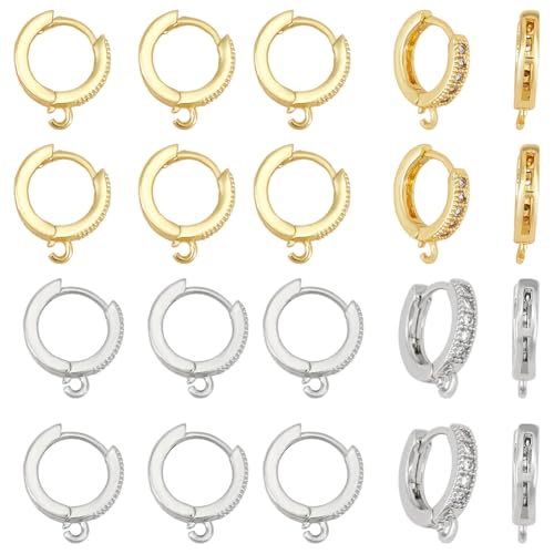DELORIGIN 20 x Runder Leverback Haken. 18K Vergoldete Messing Creolen Mit Zirkonia 2 Farben Huggie Ohrringe Zubehör Für Die Schmuckherstellung DIY Basteln DELORIGIN 20 x Runder Leverback Haken. 18K Vergoldete Messing Creolen Mit Zirkonia 2 Farben Huggie Ohrringe Zubehör Für Die Schmuckherstellung DIY Basteln von DELORIGIN