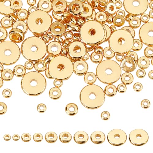 DELORIGIN 220 Stück 18 Karat Vergoldete Flache Runde Abstandsperlen 5 Größen Messing Kreisscheibe Dichtung Lose Perlen Set 3/4/5/6/8mm Kleine Handgefertigte Perlen Für Heimwerkerarbeiten DELORIGIN 220 Stück 18 Karat Vergoldete Flache Runde Abstandsperlen 5 Größen Messing Kreisscheibe Dichtung Lose Perlen Set 3/4/5/6/8mm Kleine Handgefertigte Perlen Für Heimwerkerarbeiten von DELORIGIN