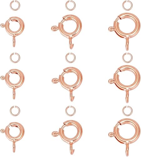 DELORIGIN 24 Stück Sterling Silber 925 Kettenverschluss Federverschlüsse Mit Biegeringen, Roségold Halskettenverschlüsse Verschlüsse für Armbänder Schmuckherstellung DIY Halsketten Basteln von DELORIGIN
