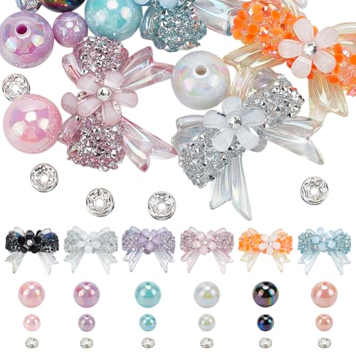 DELORIGIN 24 x Strass-Schleifen, Perlen für Stifte, Acryl-Schleife, Fokusperlen, Abstandshalter, ausgefallenes Perlen-Set für Bastelarbeiten, Perlen, Stifte, Schlüsselanhänger, Armbänder DELORIGIN 24 x Strass-Schleifen, Perlen für Stifte, Acryl-Schleife, Fokusperlen, Abstandshalter, ausgefallenes Perlen-Set für Bastelarbeiten, Perlen, Stifte, Schlüsselanhänger, Armbänder von DELORIGIN