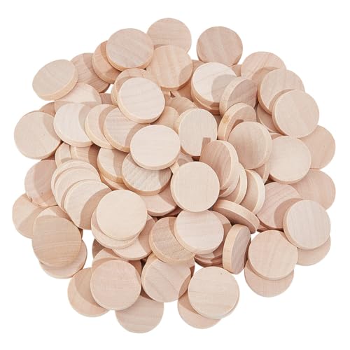 DELORIGIN 250 Stück 2.5cm Unvollendete Holzkreisausschnitte Kleine Runde Dicke Kreisscheiben Aus Für Kunstmalerei Schnitzerei Gravur Heimdekoration von DELORIGIN