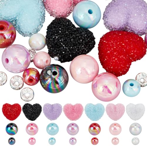 DELORIGIN 28 Stück Strass Herz Fokusperlen Für Stifte Acryl Glitzerperlen Strass Abstandsperlen Für Perlenfähige Stifte Schlüsselanhänger Armband Halskette Ohrringe DELORIGIN 28 Stück Strass Herz Fokusperlen Für Stifte Acryl Glitzerperlen Strass Abstandsperlen Für Perlenfähige Stifte Schlüsselanhänger Armband Halskette Ohrringe von DELORIGIN