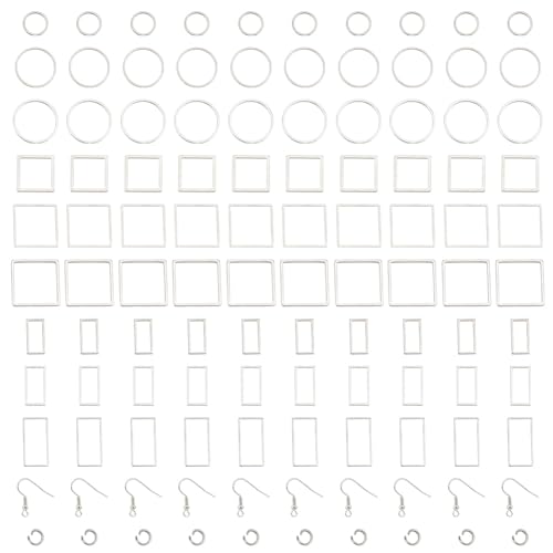 DELORIGIN 290 Teiliges Set Zur Herstellung Geometrischer Ohrringe 304 Edelstahl Und 90 Teilige Perlenringe 100pcs Haken 100 Stück Biegeringe Hohler Rahmen Anhänger Zur Schmuckherstellung. von DELORIGIN