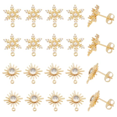 DELORIGIN 2Styles Schneeflocken Sonnen Ohrstecker 20 Stück 18 Karat Vergoldetes Messing Zirkonia Ohrstecker Zur Schmuckherstellung Mit 20 Ohrmuttern Zur Schmuckherstellung DELORIGIN 2Styles Schneeflocken Sonnen Ohrstecker 20 Stück 18 Karat Vergoldetes Messing Zirkonia Ohrstecker Zur Schmuckherstellung Mit 20 Ohrmuttern Zur Schmuckherstellung von DELORIGIN