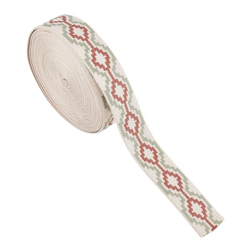 DELORIGIN 38mm Gurtband Böhmisches Polyester 9 m (10 Yards) Hutband Vintage Jacquardband Gurtband Mit Hoher Dichte Für Taschen Haustier Rucksackgurte Nähen Kunsthandwerk (Rot) von DELORIGIN
