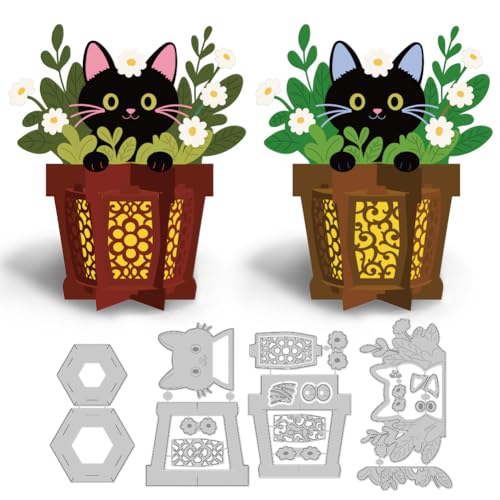 DELORIGIN 3D-Blumentopf-Katzen-Stanzformen, Blattlaterne, Metall-Stanzformen für Kartenherstellung, Prägeschablonen für DIY, Scrapbooking, Fotoalbum, Papierkarten, Einladung, Kunst, Handwerk, Party DELORIGIN 3D-Blumentopf-Katzen-Stanzformen, Blattlaterne, Metall-Stanzformen für Kartenherstellung, Prägeschablonen für DIY, Scrapbooking, Fotoalbum, Papierkarten, Einladung, Kunst, Handwerk, Party von DELORIGIN