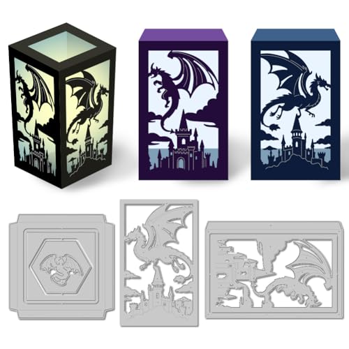 DELORIGIN 3D-Drachenlaternen-Stanzschablone, Kartenherstellung, Metall-Stanzformen, Karten, Scrapbooking, Prägeschablone für Grußkarten, Bastelalbum, Einladung, festliche Geburtstagsdekoration von DELORIGIN
