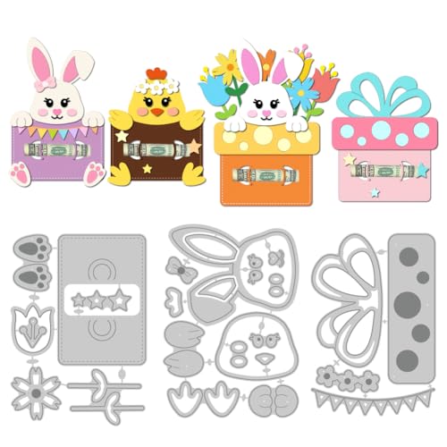 DELORIGIN 3D-Geldrollenständer, Stanzformen aus Karbonstahl, Kaninchen, Ente, Tier-Geschenk-Box, Stanzschablonen für Scrapbooking, Prägeschablone für Bastelarbeiten, Papierbasteln, Geburtstagsparty DELORIGIN 3D-Geldrollenständer, Stanzformen aus Karbonstahl, Kaninchen, Ente, Tier-Geschenk-Box, Stanzschablonen für Scrapbooking, Prägeschablone für Bastelarbeiten, Papierbasteln, Geburtstagsparty von DELORIGIN