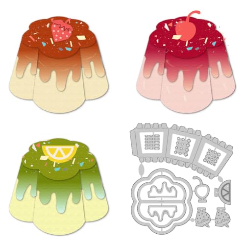 DELORIGIN 3D Obstpuddingbox Stanzformen Metall Stanzformen Kartenherstellung Stanzformen Stanzschablonen Neuheiten 2025 Prägeschablonen Stanzschablonen Rahmen Für DIY Prägungen Scrapbooking Basteln von DELORIGIN