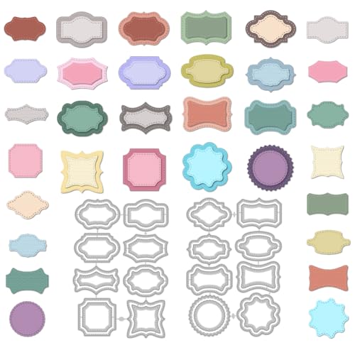 DELORIGIN 3D-Overlay-Rahmen-Stanzformen für Kartenherstellung, Etiketten-Stanzformen, Karbonstahl, Stanzschablonen für Scrapbooking, Prägeschablone für Bastelarbeiten, Geschenkbox von DELORIGIN