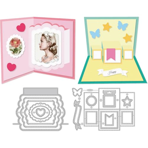 DELORIGIN 3D Stanzformen Für Grußkarten Zum Kartenbasteln. Pop Up Kartenrahmen Aus Karbonstahl Stanzschablonen Scrapbooking Prägevorlage Für DIY Papierbastelalbum von DELORIGIN