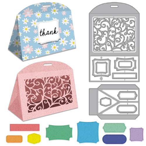 DELORIGIN 3D Stanzformen Mit Weinreben Motiv Zur Kartengestaltung. Hohle Etikettenboxen Kohlenstoffstahl Stanzformen Scrapbooking Schablonen Prägevorlage Für DIY Papierbastelboxen von DELORIGIN