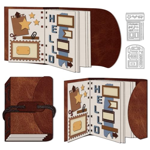 DELORIGIN 3D Tagebuch Stanzformen Stanzformen Aus Karbonstahl Retro Etikettenschablonen Scrapbooking Prägeschablonen Stanzschablonen Neuheiten 2025 Für Die Kartengestaltung Einladung Fotoalbum Dekor von DELORIGIN