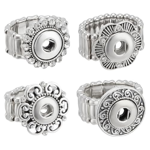 DELORIGIN 4 Stile Druckknöpfe Ringe Schmuck verstellbare Charms Metall Snap austauschbare Legierung DIY Fingerring Charms für Schmuckherstellung, Legierter Stahl, Ohne Edelstein. DELORIGIN 4 Stile Druckknöpfe Ringe Schmuck verstellbare Charms Metall Snap austauschbare Legierung DIY Fingerring Charms für Schmuckherstellung, Legierter Stahl, Ohne Edelstein. von DELORIGIN